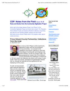 CDP: Notes from the Field Issue No. 5  http://archive.constantcontact.com/fs051[removed]archi... CDP: Notes from the Field Issue No.5 News and Stories from the Community Digitization Project