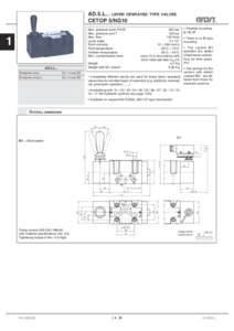 AD.5.L... LEVER OPERATED CETOP 5/NG10 Max. pressure ports P/A/B Max. pressure port T Max. flow Lever angle