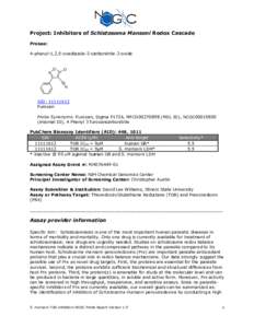 Project: Inhibitors of Schistosoma Mansoni Redox Cascade