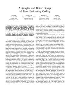 A Simpler and Better Design of Error Estimating Coding Nan Hua Ashwin Lall