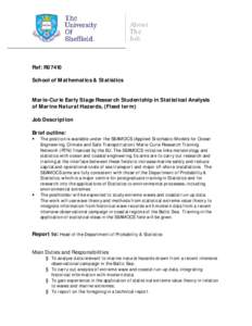 Mathematical sciences / Actuarial science / Statistical theory / Coastal engineering / Coastal geography / Coastal management / Extreme value theory / Marie Curie / Science / Information / Statistics