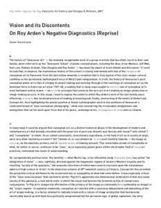 Vision and its Discontents: On Roy Arden’s Negative Diagnostics (Reprise)