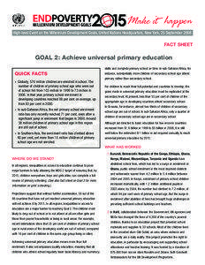 High-level Event on the Millennium Development Goals, United Nations Headquarters, New York, 25 September[removed]FACT SHEET