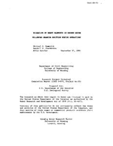 WWRC[removed]MIGRATION OF HEAW ELEMENTS IH GROUNI) WATER FOLLOWING UBlPNIUM SOLUTION MINING OPERATIONS  Michael J. Humenick