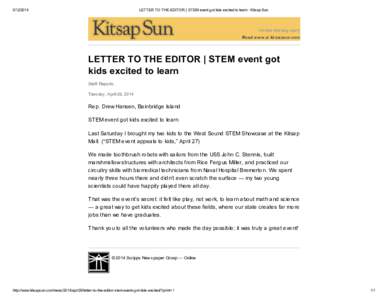 LETTER TO THE EDITOR | STEM event got kids excited to learn : Kitsap Sun LETTER TO THE EDITOR | STEM event got kids excited to learn