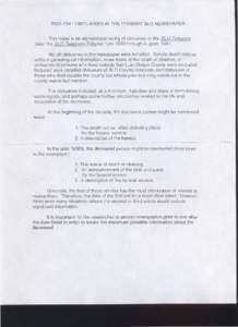 OBITUARIES IN THE PRIMARY SLO NEWSPAPER This index is an alphabetical listing of obituaries in the SLO Telegram (later the SLO Telegram-Tribune) from 1930 through August, 1941. Not all obituaries in the newspap