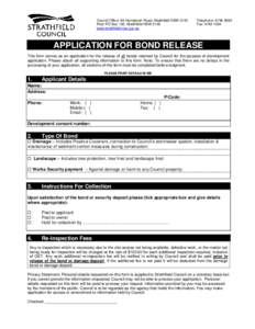 Microsoft Word - Application for bond release Oct 2009 _2_.doc