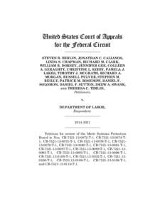 United States Court of Appeals for the Federal Circuit ______________________ STEVEN B. BERLIN, JONATHAN C. CALIANOS, LINDA S. CHAPMAN, RICHARD M. CLARK,