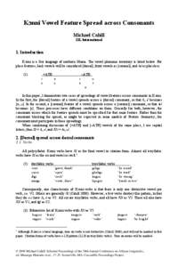 Konni Vowel Feature Spread across Consonants