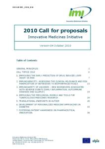 IMI-GB-DEC_2010_016[removed]Call for proposals Innovative Medicines Initiative Version-04 October 2010