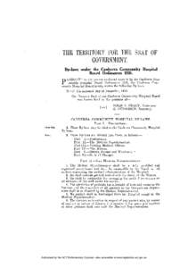 THE TERRITORY FOR THE SEAT OF GOVERNMENT. By-laws under the Canberra Community Hospital Board Ordinances[removed]U R S U A N T to the powers conferred upon it by the Canberra Community Hospital Board Ordinances