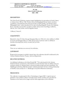 ARIZONA HISTORICAL SOCIETY 949 East Second Street Tucson, AZ[removed]Library and Archives[removed]Fax: ([removed]removed]