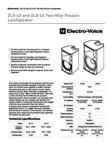 ZLX-12 and ZLX-15 Two-Way Passive Loudspeaker