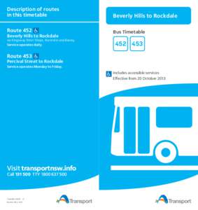 Description of routes in this timetable Beverly Hills to Rockdale  Route 452