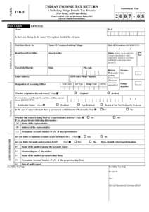 FORM  INDIAN INCOME TAX RETURN Assessment Year
