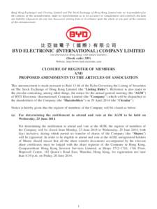 Computershare / Articles of association / Dividend / BYD Electronic / BYD Company / Business / Financial economics / Hong Kong Exchanges and Clearing / Economy of Asia / Hang Seng Index Constituent Stocks / United Kingdom company law / Corporations law