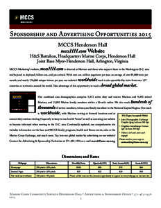 Sponsorship and Advertising Opportunities 2015 MCCS Henderson Hall mccsHH.com Website H&S Battalion, Headquarters Marine Corps, Henderson Hall Joint Base Myer-Henderson Hall, Arlington, Virginia