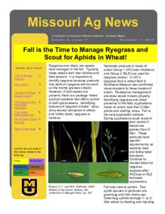 Missouri Ag News A Publication of University of Missouri Extension - Southeast Region V o l u m e 4 ,