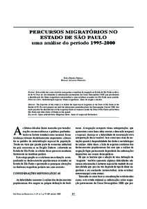 PERCURSOS MIGRATÓRIOS NO ESTADO DE SÃO PAULO: ...  PERCURSOS MIGRATÓRIOS NO