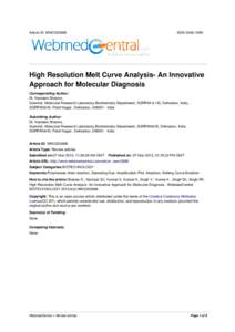 Article ID: WMC003998  ISSN[removed]High Resolution Melt Curve Analysis- An Innovative Approach for Molecular Diagnosis