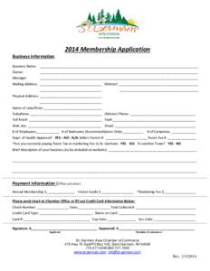 2014 Membership Application Business Information Business Name: ____________________________________________________________________________________ Owner:  _______________________________________________________________