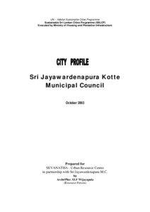 UN – Habitat Sustainable Cities Programme Sustainable Sri Lankan Cities Programme (SSLCP) Executed by Ministry of Housing and Plantation Infrastructure