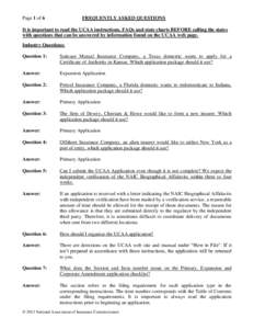 Page 1 of 6  FREQUENTLY ASKED QUESTIONS It is important to read the UCAA instructions, FAQs and state charts BEFORE calling the states with questions that can be answered by information found on the UCAA web page.