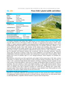 INVENTORY CARD OF THE GEOSITES IN THE APUAN ALPS REGIONAL PARK  Passo Sella’s glacial saddle and dolines 98, 150