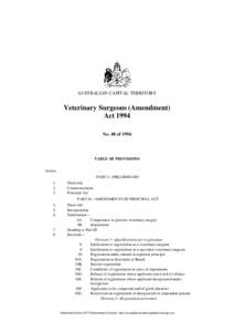 AUSTRALIAN CAPITAL TERRITORY  Veterinary Surgeons (Amendment) Act 1994 No. 48 of 1994