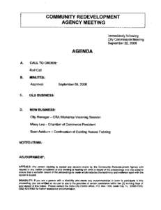 COMMUNITY REDEVELOPMENT AGENCY MEETING Immediately following City Commission Meeting September[removed]