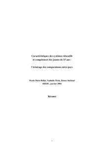 Caractéristiques des systèmes éducatifs et compétences des jeunes de 15 ans : l’éclairage des comparaisons entre pays Marie Duru-Bellat, Nathalie Mons, Bruno Suchaut IREDU, janvier 2004