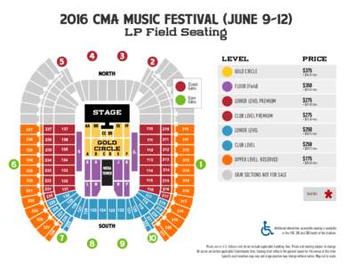 2016 CMA Music Festival (JuneLP Field Seating LEVEL PRICE $375