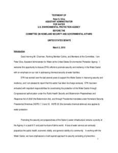 USEPA: OCIR: Testimony of Peter S. Silva, Assistant Administrator for Water, March 3, 2010