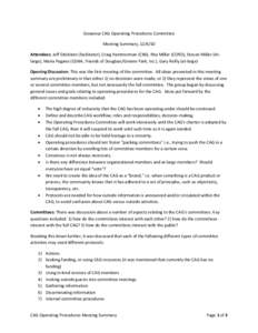 Gowanus CAG Operating Procedures Committee Meeting Summary, [removed]Attendees: Jeff Edelstein (facilitator), Craig Hammerman (CB6), Rita Miller (CORD), Steven Miller (Atlarge), Maria Pagano (CGNA, Friends of Douglass/Gre