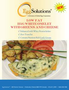 NEW! LOW FAT EGG WHITE OMELET WITH GREENS AND CHEESE √ Enhanced with Whey Protein Isolate √ Zero Trans Fat