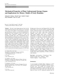 Evol Biol DOIs11692RESEARCH ARTICLE  Mechanical Properties of Plant Underground Storage Organs