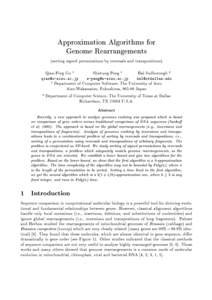 Approximation Algorithms for Genome Rearrangements (sorting signed permutations by reversals and transpositions) Qian-Ping Gu  1