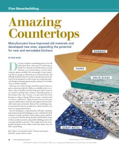 Fine Homebuilding  Amazing Countertops Manufacturers have improved old materials and developed new ones, expanding the potential