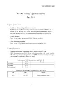 GMS Monthly Operations Report