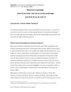 Activist knowledge / Cognition / Sociology of Knowledge / Science / Interface: a journal for and about social movements / Culture / Epistemology / Knowledge / Knowledge mobilization / Sociology / Social movements / Activism