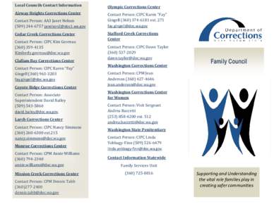 Local Councils Contact Information  Olympic Corrections Center Airway Heights Corrections Center