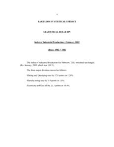 1  BARBADOS STATISTICAL SERVICE STATISTICAL BULLETIN