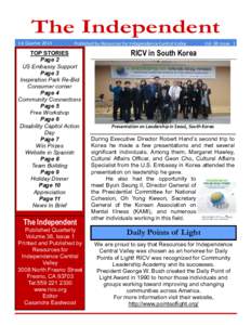 The Independent 1st Quarter 2014 Published by Resources for Independence Central Valley  TOP STORIES