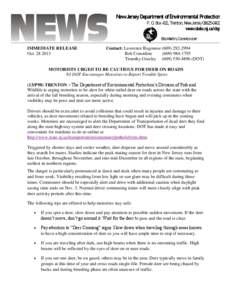 NewJersey Department of Environmental Protection P. O. Box 402, Trenton, NewJersey[removed]www.state.nj.us/dep Bob Martin, Commissioner  IMMEDIATE RELEASE