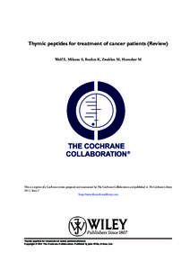 Thymic peptides for treatment of cancer patients