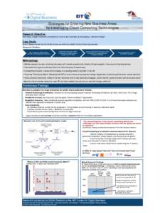 Strategies for Entering New Business Areas ! by Leveraging Cloud Computing Technologies Research Objective:! How does a large corporation successfully build a new business by leveraging a new technology?!  Case Study: !