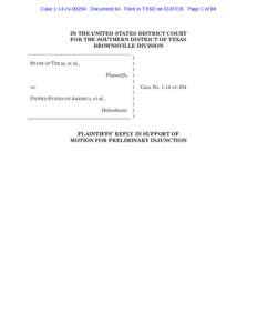 Case 1:14-cvDocument 64 Filed in TXSD onPage 1 of 88  IN THE UNITED STATES DISTRICT COURT FOR THE SOUTHERN DISTRICT OF TEXAS BROWNSVILLE DIVISION )