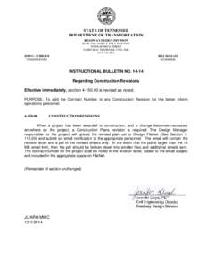 STATE OF TENNESSEE DEPARTMENT OF TRANSPORTATION ROADWAY DESIGN DIVISION SUITE 1300 JAMES K. POLK BUILDING 505 DEADERICK STREET NASHVILLE, TENNESSEE[removed]