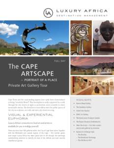 full day  The Cape ARTSCAPE – PORTRAIT OF A PLACE