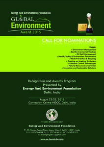 Energy And Environment Foundation  GL BAL Environment Award 2015